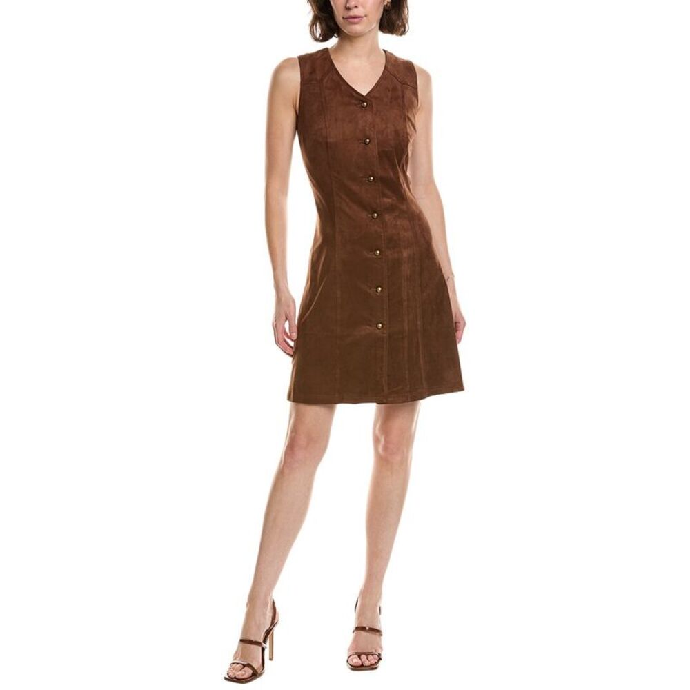Pascale La Mode Womens Sleeveless Mini Shirtdress, Brown